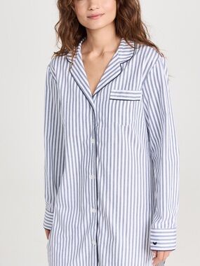 Petite Plume Navy French Ticking Nightshirt Small